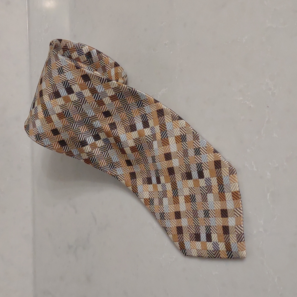 American Modern Alexander Julian Men's 100% Silk Diamond Striped Patterned Tie